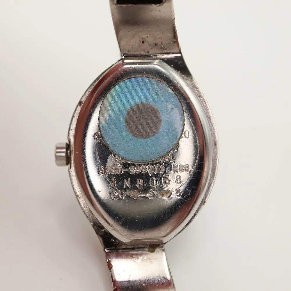 Vintage Citizen Silver Blue Oval Swirl 19mm Women Watch Steel Band w New Battery